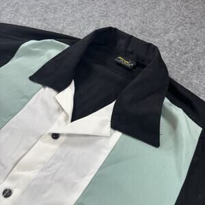 Vintage Steady Classics 3XL Bowling Shirt Black Mint White Rayon Made in USA